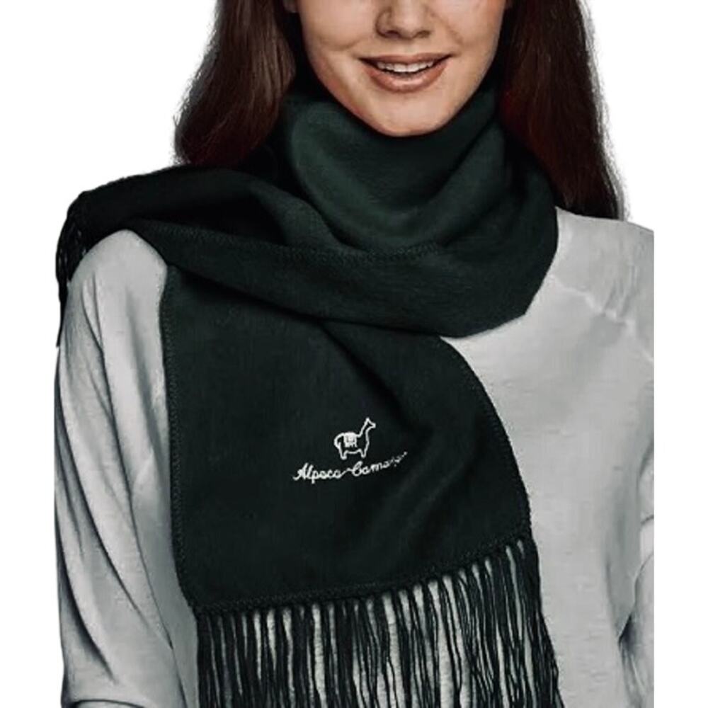 Alpaca Camargo Peru Pure Alpaca Fringed Scarf Wrap Fluffy Luxury Forest Green